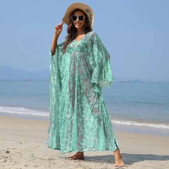 Beach Cover Up Boho Lace Kimono Bikini Robe Swimsuit Bathing Suit Costume Role